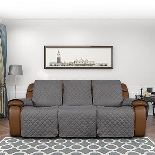 Easy-Going Recliner Sofa Cover, 3 Seat Gray/Light Gray