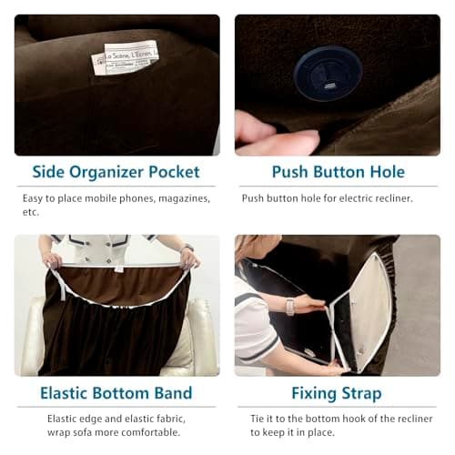 8-Piece Washable Spandex Slipcovers for Leather Look 3-Seater Recliner Couch