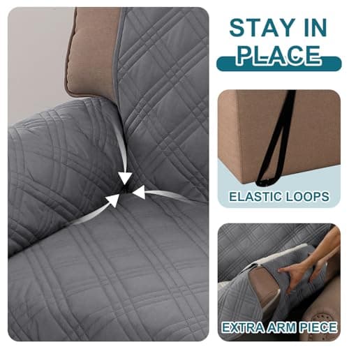 Turquoize Waterproof Couch Covers for 3 Cushion Couch, Gray