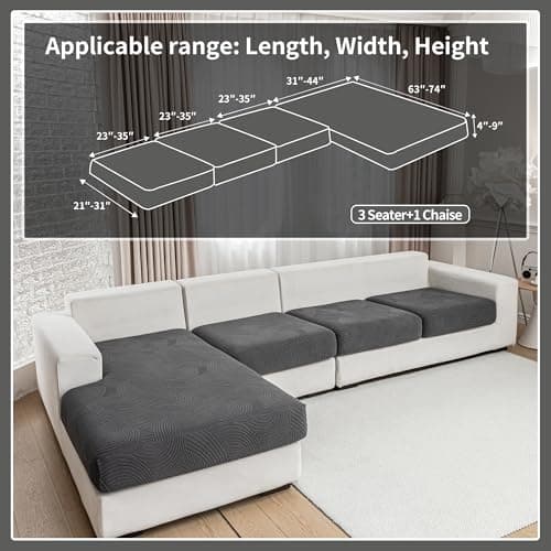 Stretchable Dark Gray Sofa Covers for Sectional and L-Shaped Couches