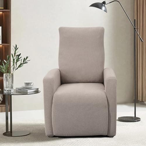 Jacquard Recliner Chair Cover, Taupe, Recliner Protector with Pocket