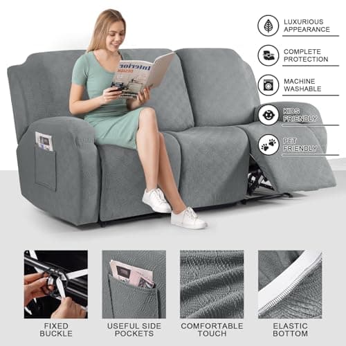 Timeless Recliner Covers for 3 Cushion Sofa (Light Gray)