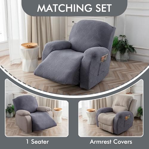 100% Waterproof Pet Recliner Chair Cover, Dark Gray (1 Seater)