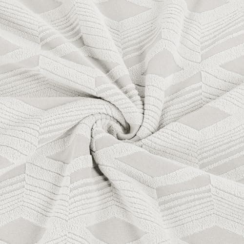 TAOCOCO Dark Grey Stretch Jacquard Recliner Loveseat Cover — Cream White