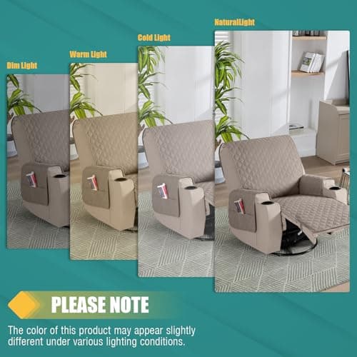 100% Upgraded Waterproof Khaki Recliner Chair Covers