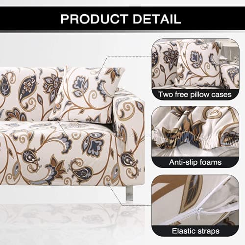 Love Forever Lamberia Printed 3 Seater Sofa Cover with Pillow Cases