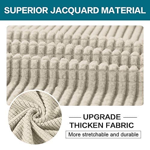 Turquoize 3-Piece Sofa Covers for 2-Cushion Couch, Washable Biscotti Beige Jacquard Slipcovers
