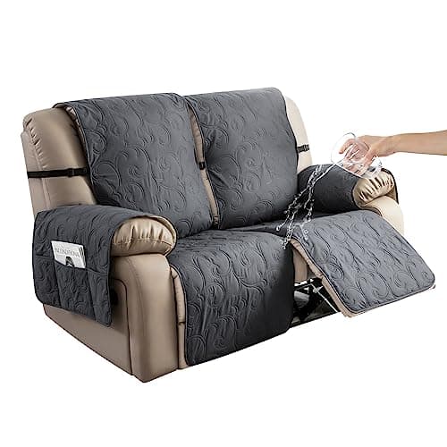 Genina 100% Waterproof Couch Covers for 2 Cushion Reclining Sofas (Dark Gray)