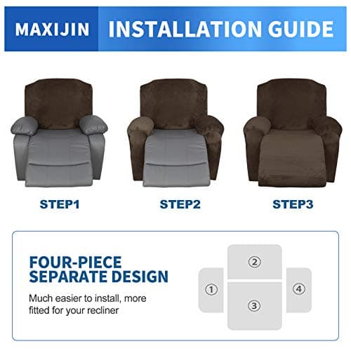 MAXIJIN Velvet Recliner Cover for Kids & Pets (Dark Coffee)