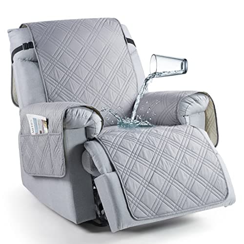 TAOCOCO 100% Waterproof Recliner Chair Cover, Non-Slip, Washable, Kids & Pet-Friendly — Light Grey