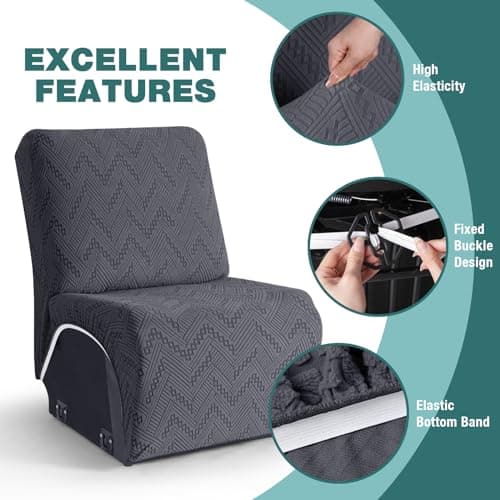 Ruaozz Dark Gray Recliner Sectional Couch Covers+ Armless Cover