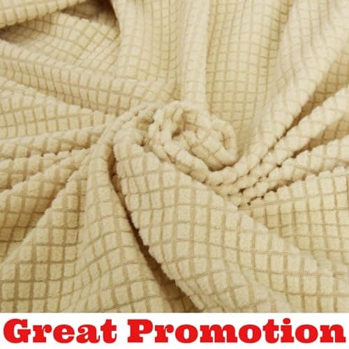 ZNSAYOTX Universal Sofa Cover for Living Room Dogs Pet Friendly Spandex Slipcover with Anti-Slip Foam Sticks (Light Grey — Beige