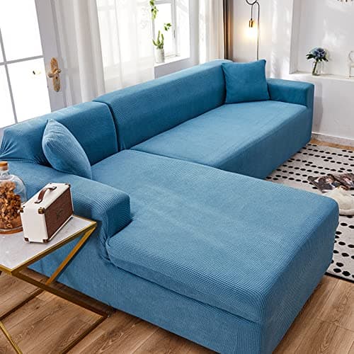 IMYOGI L-Shaped Sofa Cover - 2pcs Stretch Slipcover for Seater + 2 Seater Living Room — D