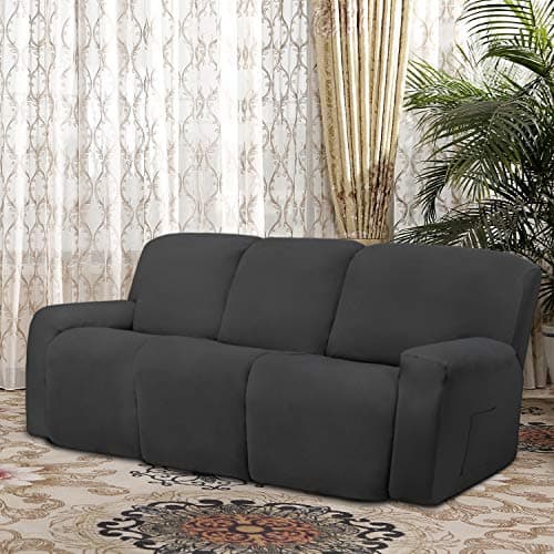 Dark Gray Microfiber Stretch Recliner Sofa Slipcover with Elastic Fit Protection