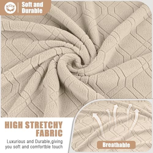 VANSOFY Stretch Reclining Sofa Cover for 2 Seat Jacquard Couch with Middle Console (Cream)