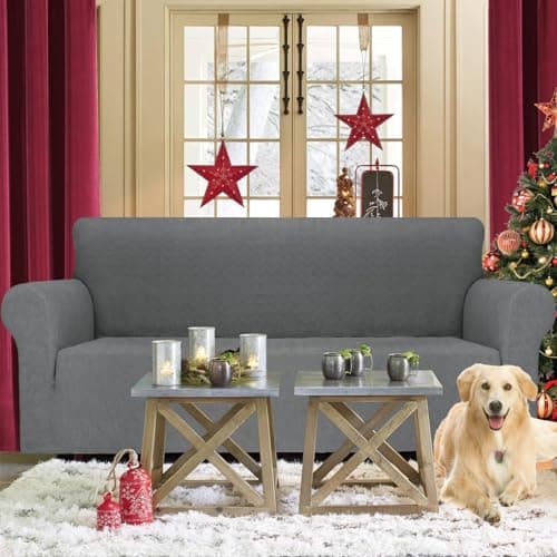 JIVINER Stretch Universal Couch Cover, Light Gray Rhomb, Large