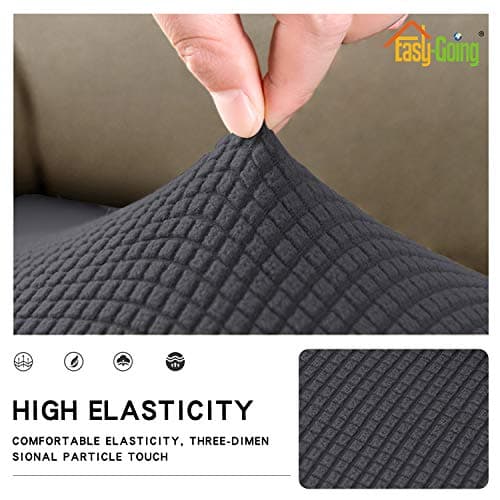 Dark Gray Stretch Loveseat Cushion Cover with Elastic Bottom