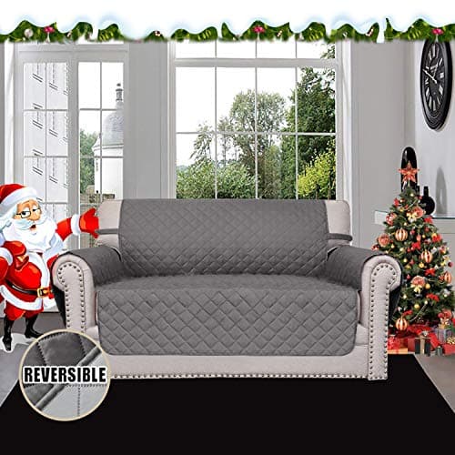 Easy-Going Reversible Loveseat Couch Cover, Gray/Light Gray