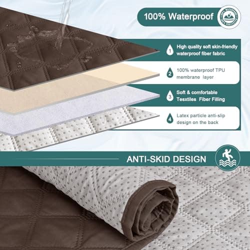Ruaozz Waterproof Recliner Sofa Cover for Kids, Dogs, Pets (2 Seater, Dark Brown)