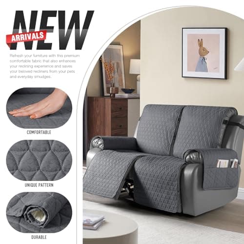 TAOCOCO Dark Gray 2-Seater Waterproof Loveseat Recliner Cover