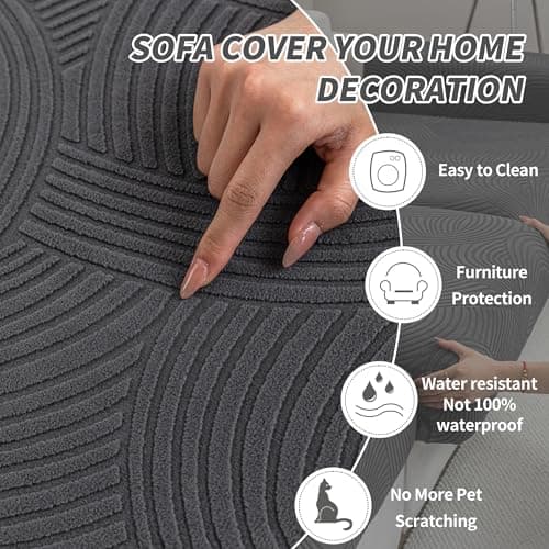 Stretchable Dark Gray Sofa Covers for Sectional and L-Shaped Couches