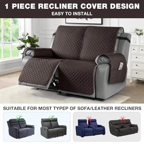 TAOCOCO Chocolate 2 Seater Recliner Cover, Non-Slip Washable Pet Protector
