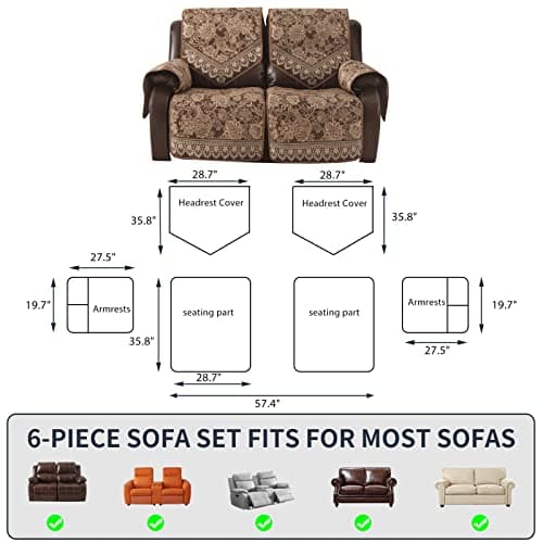LUFEIJIASHI Waterproof Non-Slip Recliner Couch Covers (Brown, 2 Seater)