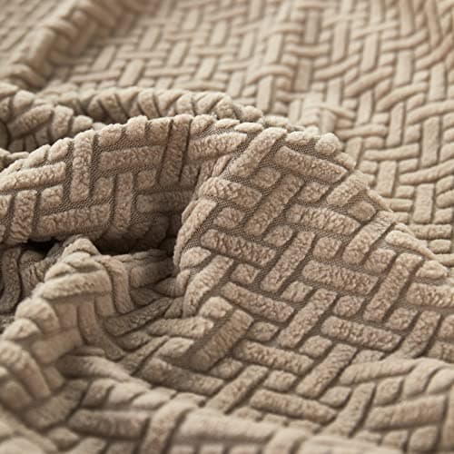 Wear-Resistant L Shape Sectional Couch Cover, Pet Protector for Cats and Dogs (Weave White, Large) — A-weave Camel