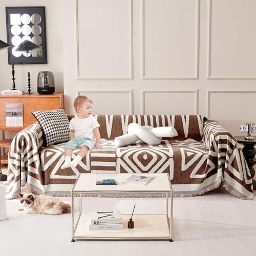 ROOMLIFE Reversible Sofa Covers for 3 Seat Reclining Futon - Washable Kids & Pet Protector 71"x134" — B.boho Chocolate