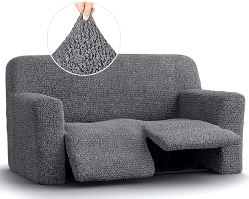 PAULATO Recliner Loveseat Cover - 2 Seater Form Fit Stretch Protector - Microfibra Dark Grey