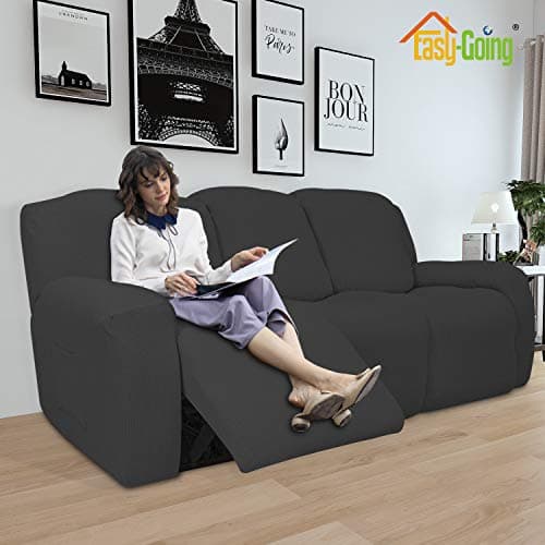 Easy-Going Dark Gray Spandex Stretch Sofa Cover with Elastic Bottom