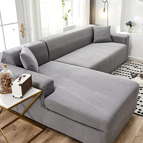 IMYOGI L-Shaped Sofa Cover - 2pcs Stretch Slipcover for Seater + 2 Seater Living Room — C