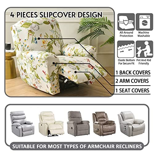 CRFATOP Recliner Chair Slipcovers with Pockets 1 Seat Recliner Cover 4-Pieces Fallon Collection Slipcover Lazy Boy Chair Cover for Recliner with Elastic Bottom,08

Recliner Chair Slipcovers with Pockets 1 Seat Recliner Cover 4-Pieces Fallon Collectio