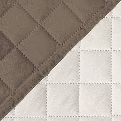 H.VERSAILTEX Ivory/Beige Loveseat Slipcover, Non-Slip Elastic Strap, Water Resistant, Seat Width to 46" — Taupe Brown/Beige