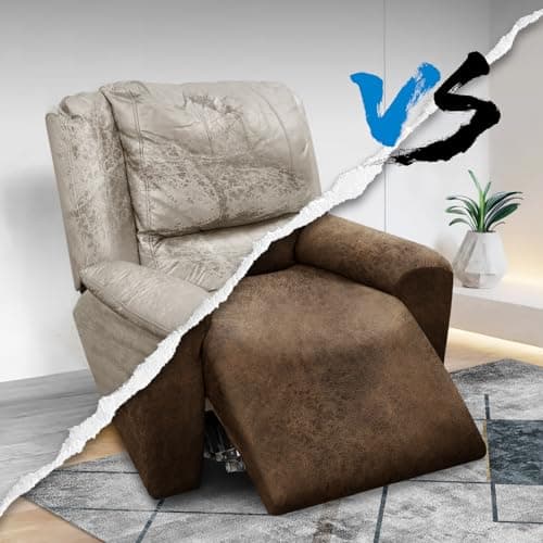 Brown Leather Look Recliner Chair Cover 4-Pieces Slipcover with Pockets