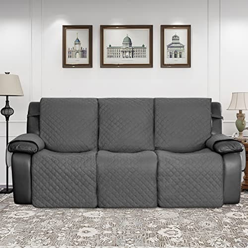 Waterproof Recliner Sofa Cover, Gray/Light Gray, Washable & Reversible