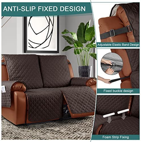 Waterproof Recliner Sofa Cover for 2 Seater Couch - Chocolate, Washable Furniture Protector for Kids and Pets