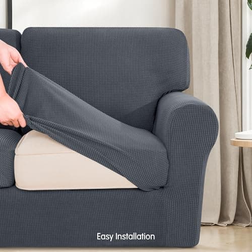 SubrTEX 5 Piece Stretch Loveseat Slipcover, Gray