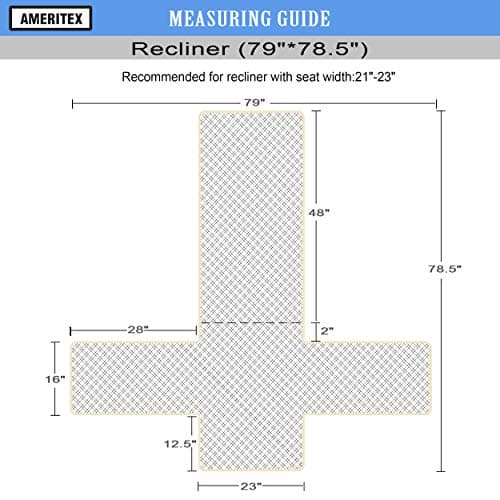 Ameritex Waterproof Nonslip Recliner Cover, Light Grey (23"), Pets & Kids Protection