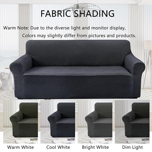 U-NICE HOME Velvet Sofa Covers for 3 Cushion Couch (Large, Dark Grey)