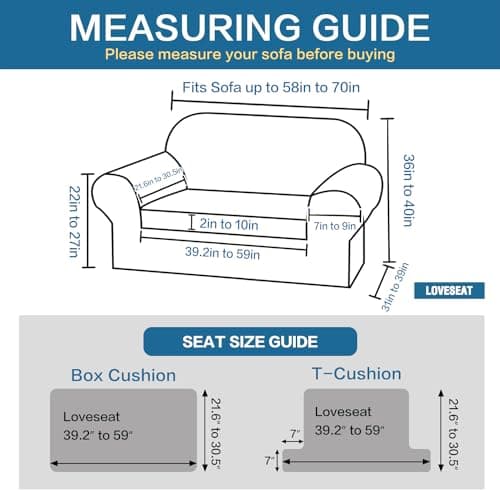 H.VERSAILTEX Stretch Slipcovers for Loveseat - Up to 70" Wide - Navy