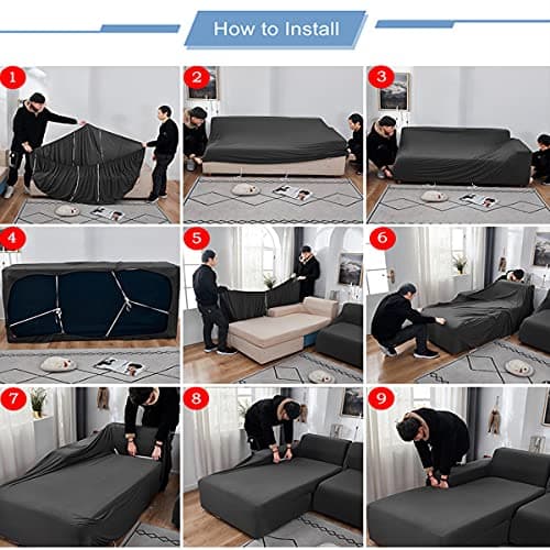 Jacquard Chaise Lounge Covers for Grey 2Seat L Shaped Couch