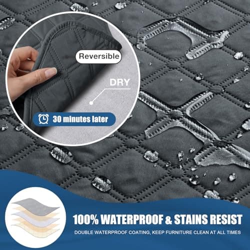 TAOCOCO 100% Waterproof Recliner Cover, Pet & Kids Washable, Dark Gray