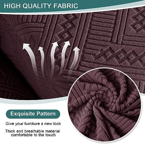 Ruaozz Washable Recliner Sofa Cover with Pockets for 3-Seater Couches (Dark Coffee)