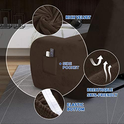 MAXIJIN Loveseat Recliner Stretch Velvet Slipcover, Dark Coffee