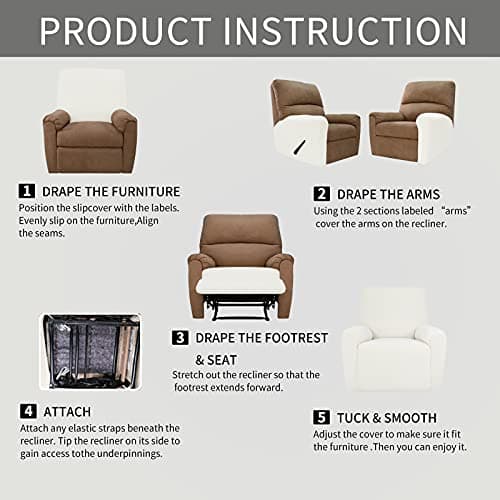 Easy-Going Recliner Stretch Sofa Slipcover, Cream