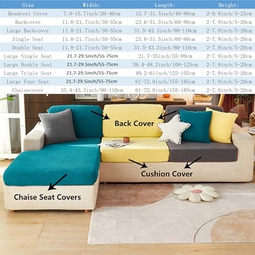 Jonuiony Wear-Resistant L-Shape Sectional Couch Slipcover (Dark Grey, Large)