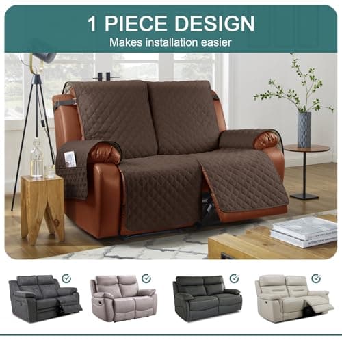 Ruaozz Waterproof Recliner Sofa Cover for Kids, Dogs, Pets (2 Seater, Dark Brown)