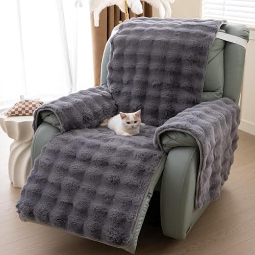 LiveGo Thick Rabbit Recliner Slipcover for 23 Inches Chair (Light Brown) — Dark Gray