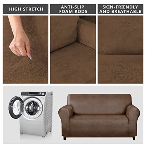 Molasofa Oversized Loveseat Cover, Dark Brown, Soft Spandex Non-Slip Protection